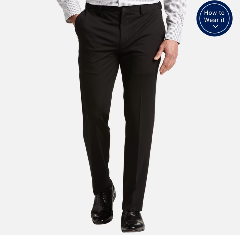Kenneth Cole Reaction Men’s Black Slacks 34x32 stretch slim fit